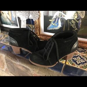 Clark’s: Black suede heeled booties